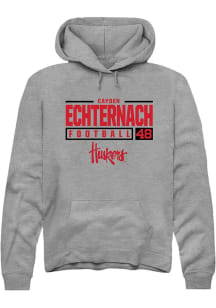 Cayden Echternach Rally Mens Graphite Nebraska Cornhuskers NIL Stacked Box Hooded Sweatshirt