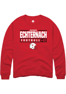 Cayden Echternach Rally Mens Red Nebraska Cornhuskers NIL Stacked Box Crew Sweatshirt