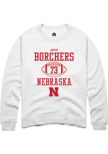 David Borchers Rally Mens White Nebraska Cornhuskers NIL Sport Icon Crew Sweatshirt