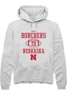 David Borchers Rally Mens White Nebraska Cornhuskers NIL Sport Icon Hooded Sweatshirt