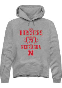 David Borchers Rally Mens Graphite Nebraska Cornhuskers NIL Sport Icon Hooded Sweatshirt