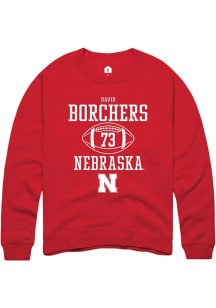 David Borchers Rally Mens Red Nebraska Cornhuskers NIL Sport Icon Crew Sweatshirt