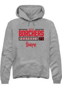 David Borchers Rally Mens Graphite Nebraska Cornhuskers NIL Stacked Box Hooded Sweatshirt