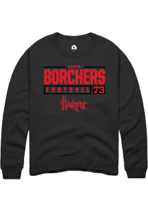 David Borchers Rally Mens Black Nebraska Cornhuskers NIL Stacked Box Crew Sweatshirt