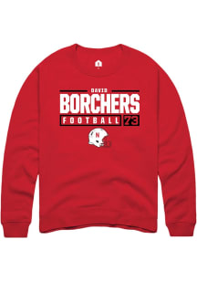 David Borchers Rally Mens Red Nebraska Cornhuskers NIL Stacked Box Crew Sweatshirt