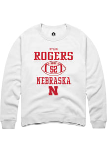 Dylan Rogers Rally Mens White Nebraska Cornhuskers NIL Sport Icon Crew Sweatshirt