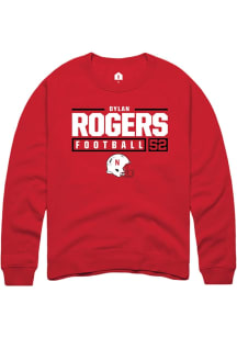 Dylan Rogers Rally Mens Red Nebraska Cornhuskers NIL Stacked Box Crew Sweatshirt