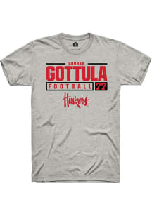 Gunnar Gottula Ash Nebraska Cornhuskers NIL Stacked Box Short Sleeve T Shirt