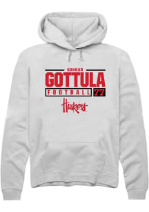 Gunnar Gottula Rally Mens White Nebraska Cornhuskers NIL Stacked Box Hooded Sweatshirt