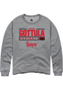 Gunnar Gottula Rally Mens Graphite Nebraska Cornhuskers NIL Stacked Box Crew Sweatshirt