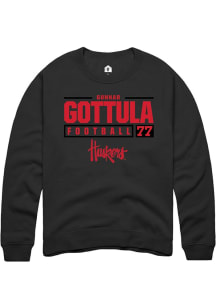 Gunnar Gottula Rally Mens Black Nebraska Cornhuskers NIL Stacked Box Crew Sweatshirt