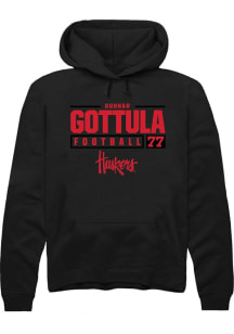 Gunnar Gottula Rally Mens Black Nebraska Cornhuskers NIL Stacked Box Hooded Sweatshirt