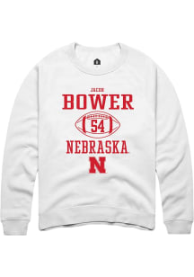 Jacob Bower Rally Mens White Nebraska Cornhuskers NIL Sport Icon Crew Sweatshirt