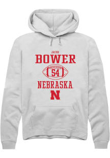 Jacob Bower Rally Mens White Nebraska Cornhuskers NIL Sport Icon Hooded Sweatshirt