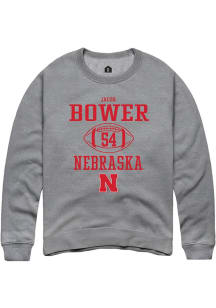 Jacob Bower Rally Mens Graphite Nebraska Cornhuskers NIL Sport Icon Crew Sweatshirt