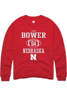 Jacob Bower Rally Mens Red Nebraska Cornhuskers NIL Sport Icon Crew Sweatshirt