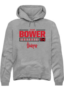 Jacob Bower Rally Mens Graphite Nebraska Cornhuskers NIL Stacked Box Hooded Sweatshirt