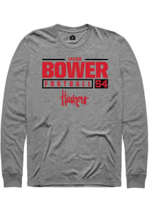 Jacob Bower Rally Mens Graphite Nebraska Cornhuskers NIL Stacked Box Tee