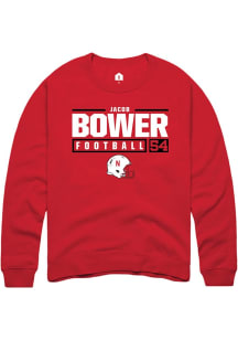Jacob Bower Rally Mens Red Nebraska Cornhuskers NIL Stacked Box Crew Sweatshirt