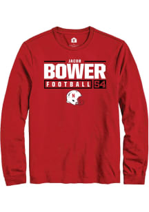 Jacob Bower Rally Mens Red Nebraska Cornhuskers NIL Stacked Box Tee