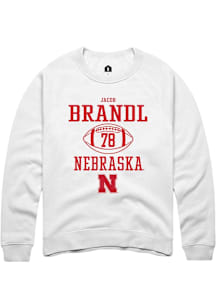 Jacob Brandl  Rally Nebraska Cornhuskers Mens White NIL Sport Icon Long Sleeve Crew Sweatshirt