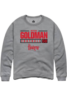 Mason Goldman Rally Mens Graphite Nebraska Cornhuskers NIL Stacked Box Crew Sweatshirt