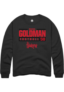 Mason Goldman Rally Mens Black Nebraska Cornhuskers NIL Stacked Box Crew Sweatshirt