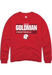 Mason Goldman Rally Mens Red Nebraska Cornhuskers NIL Stacked Box Crew Sweatshirt