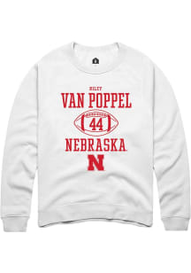 Riley Van Poppel Rally Mens White Nebraska Cornhuskers NIL Sport Icon Crew Sweatshirt
