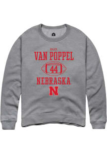 Riley Van Poppel Rally Mens Graphite Nebraska Cornhuskers NIL Sport Icon Crew Sweatshirt