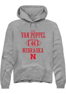 Riley Van Poppel Rally Mens Graphite Nebraska Cornhuskers NIL Sport Icon Hooded Sweatshirt
