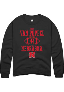 Riley Van Poppel Rally Mens Black Nebraska Cornhuskers NIL Sport Icon Crew Sweatshirt