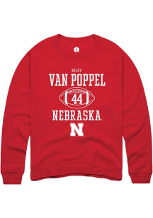 Riley Van Poppel Rally Mens Red Nebraska Cornhuskers NIL Sport Icon Crew Sweatshirt