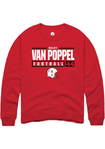 Riley Van Poppel Rally Mens Red Nebraska Cornhuskers NIL Stacked Box Crew Sweatshirt