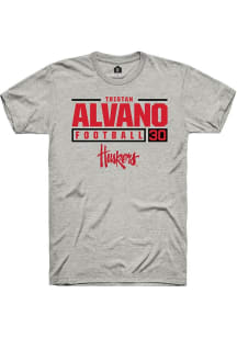 Tristan Alvano Ash Nebraska Cornhuskers NIL Stacked Box Short Sleeve T Shirt