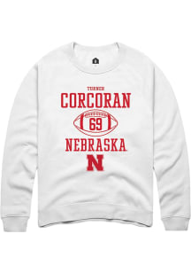 Turner Corcoran Rally Mens White Nebraska Cornhuskers NIL Sport Icon Crew Sweatshirt