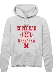 Turner Corcoran Rally Mens White Nebraska Cornhuskers NIL Sport Icon Hooded Sweatshirt