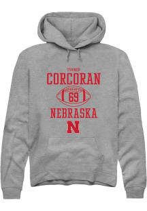 Turner Corcoran Rally Mens Graphite Nebraska Cornhuskers NIL Sport Icon Hooded Sweatshirt