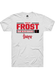 Emalee Frost White Nebraska Cornhuskers NIL Stacked Box Short Sleeve T Shirt
