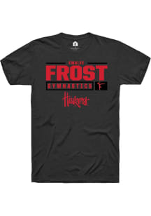 Emalee Frost Black Nebraska Cornhuskers NIL Stacked Box Short Sleeve T Shirt
