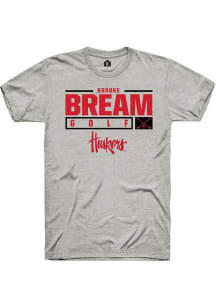 Brooke Bream Ash Nebraska Cornhuskers NIL Stacked Box Short Sleeve T Shirt