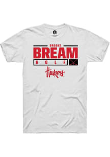Brooke Bream White Nebraska Cornhuskers NIL Stacked Box Short Sleeve T Shirt