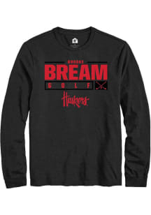 Brooke Bream Rally Mens Black Nebraska Cornhuskers NIL Stacked Box Tee
