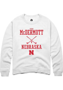 Evan McDermott Rally Mens White Nebraska Cornhuskers NIL Sport Icon Crew Sweatshirt