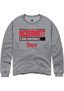 Evan McDermott Rally Mens Graphite Nebraska Cornhuskers NIL Stacked Box Crew Sweatshirt