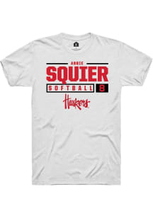 Abbie Squier White Nebraska Cornhuskers NIL Stacked Box Short Sleeve T Shirt