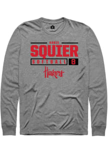 Abbie Squier Rally Mens Graphite Nebraska Cornhuskers NIL Stacked Box Tee
