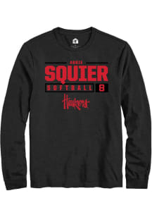 Abbie Squier Rally Mens Black Nebraska Cornhuskers NIL Stacked Box Tee