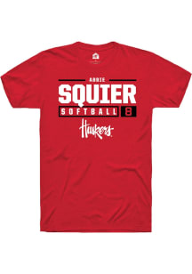 Abbie Squier Red Nebraska Cornhuskers NIL Stacked Box Short Sleeve T Shirt