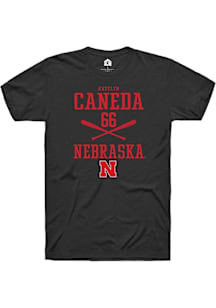 Katelyn Caneda  Nebraska Cornhuskers Black Rally NIL Sport Icon Short Sleeve T Shirt
